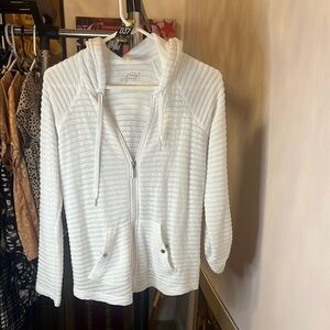 White Striped Zip-Up Hoodie
